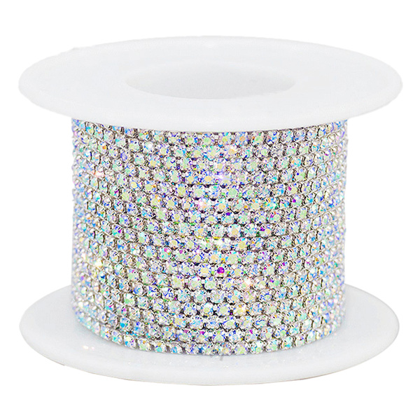 10 Yards 2MM Crystal Rhinestone Close Chain Trimning Klokedja