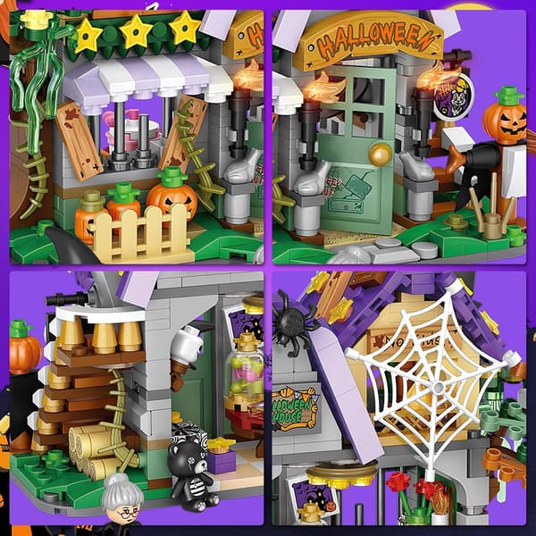 Halloween Haunted House Mini Bricks Byggleksaker - Ghost Vampire Building Kit för barn, Halloween-visningsmodell Spökhusfestpresent