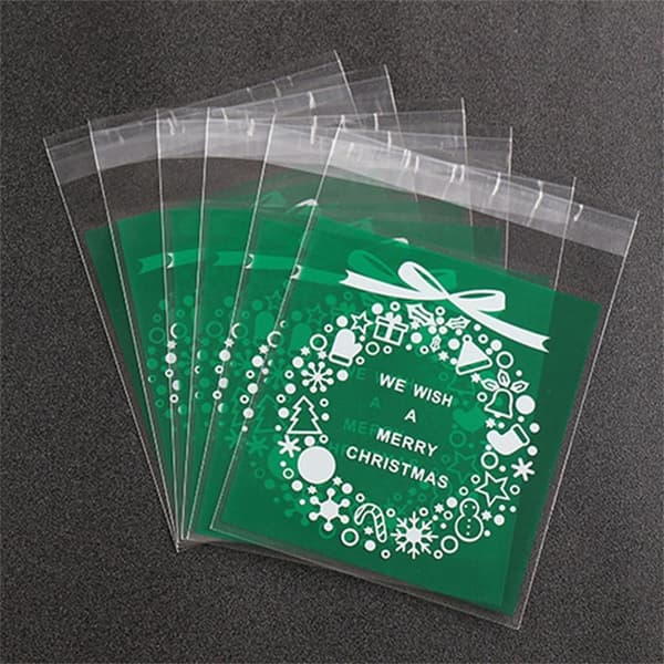 100 st/pack Godis & kakor påse förpackning omslag RÖD 7X7CM