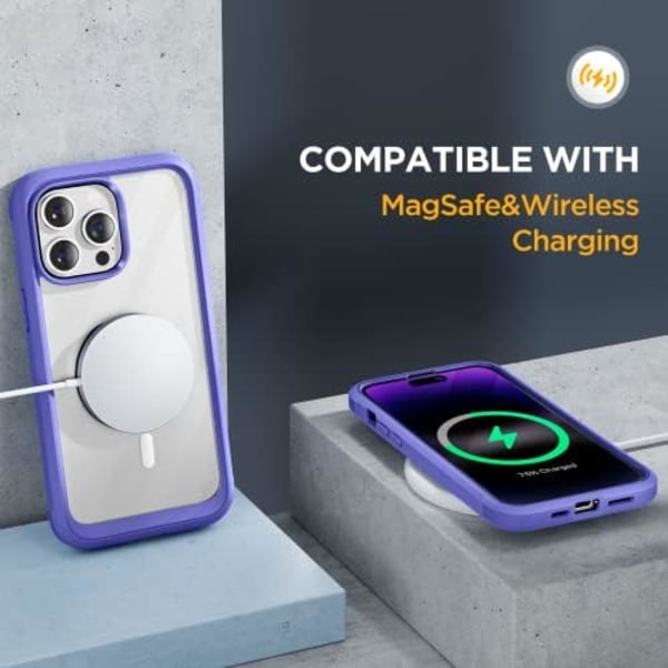 Miracase Glass Series Designad för iPhone 14 Pro Max Case 6,7 tum, [2023 Upgrade] Bumper Case med inbyggd 9H härdat glas Scr Purple
