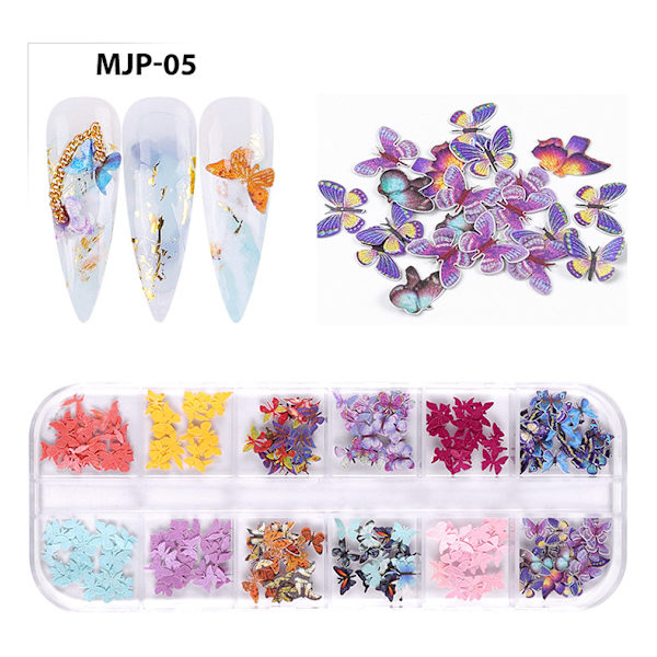 Paljetter Sommerfugl Blomster Halloween Xmas Negl Flak Dekorasjon 5 #