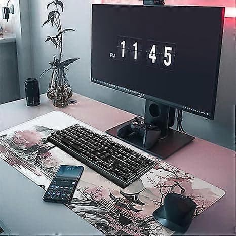 Akvarel Kirsebærblomst Stor Gaming Musemåtte, Musemåtte Gaming 400x900x3 Musemåtte Skrivebordsmåtte, Stor Skrivebordsmåtte, Udvidet Tastatur Musemåtte med Skridsikker