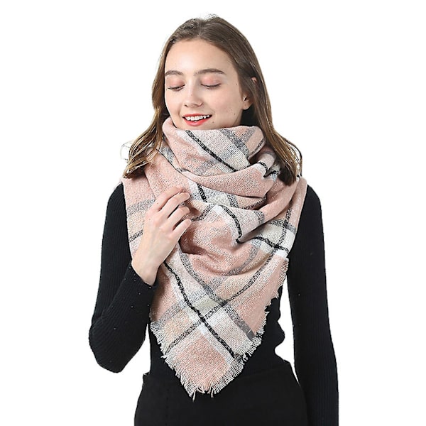 140*140 cm Kvinnor Cashmere Stripe Stor fyrkantig halsduk Sjal Tjocka Håll varm Scarf