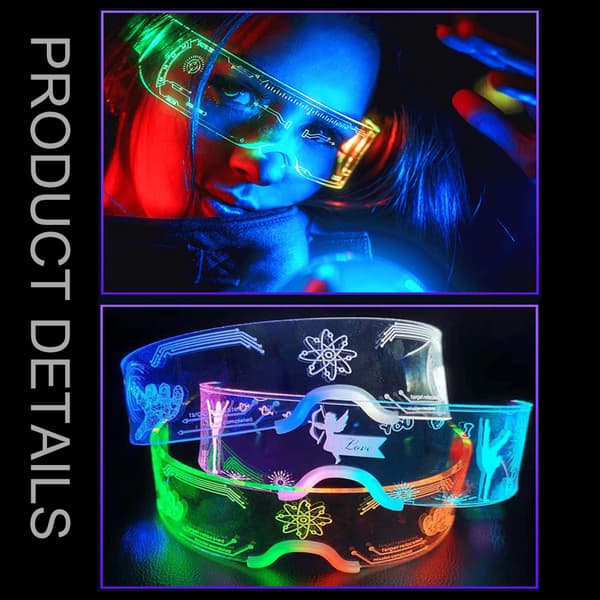 Valaisevat lasit | Led-lasit | Hehkuva Light Up Party Supply D