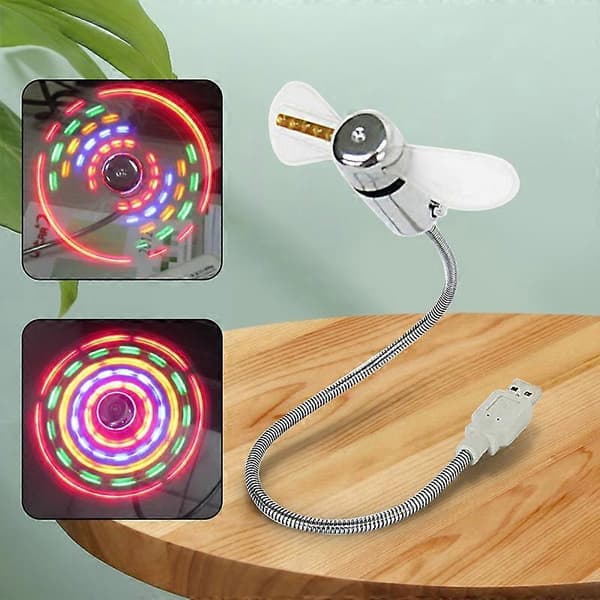 USB Design Bordventilator Justerbar ABS Energibesparende Lysende Køleventilator til Kollegieværelse Qinhai