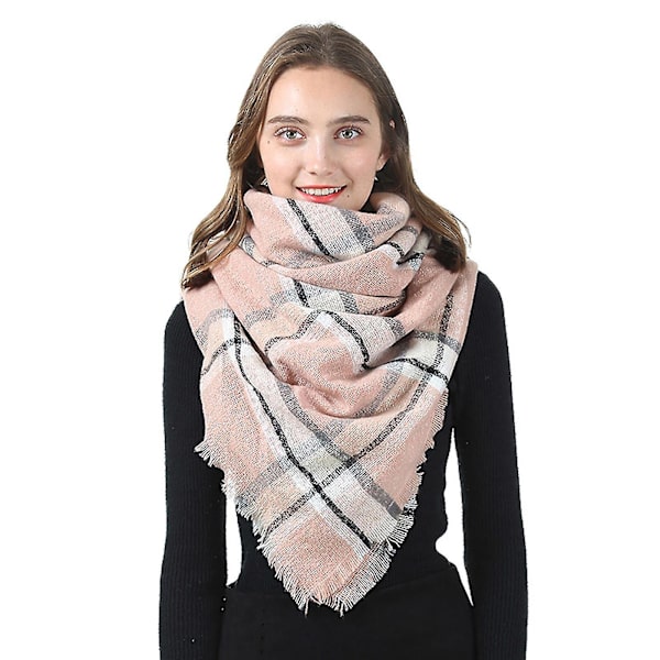 140*140 cm Kvinnor Cashmere Stripe Stor fyrkantig halsduk Sjal Tjocka Håll varm Scarf