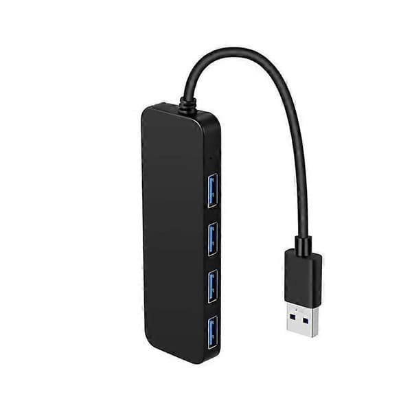USB3.0 hub, dokkingstasjon med fire porter USB3.0 hub, svart