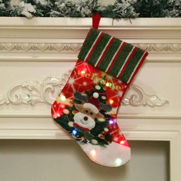 HURRISE Julstrumpor med LED-ljus Julstrumpor med LED-ljus, julelement, dekoration Linnedekoration