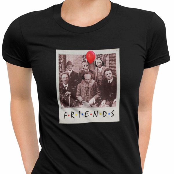 Dam svart T-shirt Polaroid stil Horror friends design Pennywise XL X - Large