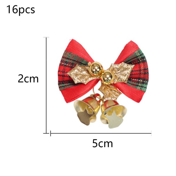 16-pack julbåge med klockor Xmas Mini Bowknot Craft Present plaid golden leaves