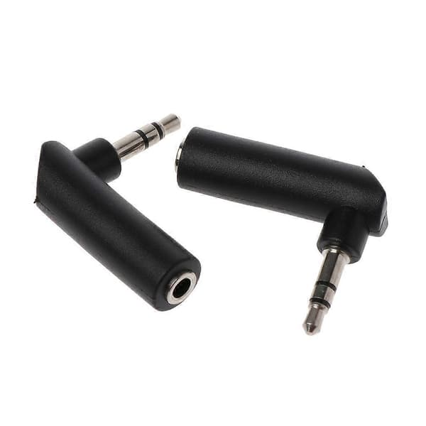 2 stk. guldbelagt jack 3,5 mm 3-polet 90 graders hun til 3,5 mm han lydstereo stik jack hovedtelefonadapter