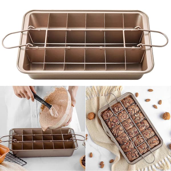 Brownieform med avtakbare skillevegger Rektangulær Matkvalitets Rustfritt Stål Sjokoladekake Muffins Non-stick Bakebrett Kutter Bakeutstyr Kjøkkenutstyr