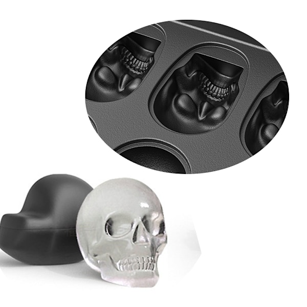 3D Kranie Isterningeforme, Sort BPA-fri Silikone Isterningeform style 4