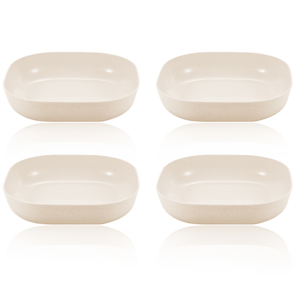 4 st polypropenplasttallrikar med djupa sidor för diskmaskin ecru