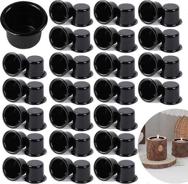 Pakke med 36 lysestaker for kronelys, mini metall lysinnsatser, telysholder, for bordlys
