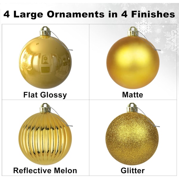 Guld 4,0" stora julkulor - julgransprydnader
