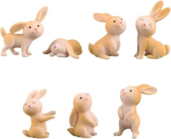 *7 stk. sød kaninfigur håndværk DIY miniature bonsa*