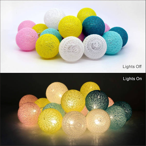 Cotton Ball Fairy Lights - 3m 20 Led Light String-bärbara Led Fairy Lights för inomhusbruk