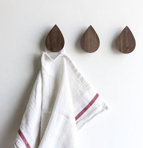 3 stk. vanndråpe enkel stil hjem solid tre krok tre kleskrok