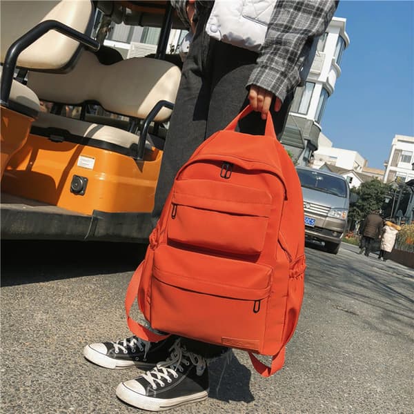 Ryggsäck i canvas för kvinnor Stor kapacitet Casual Daypack för skolresor Black