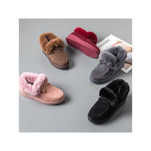 Mode Kvinnor Non On Mocassins Plyschfodrade Håll Varm Loafers Kaffe US 7