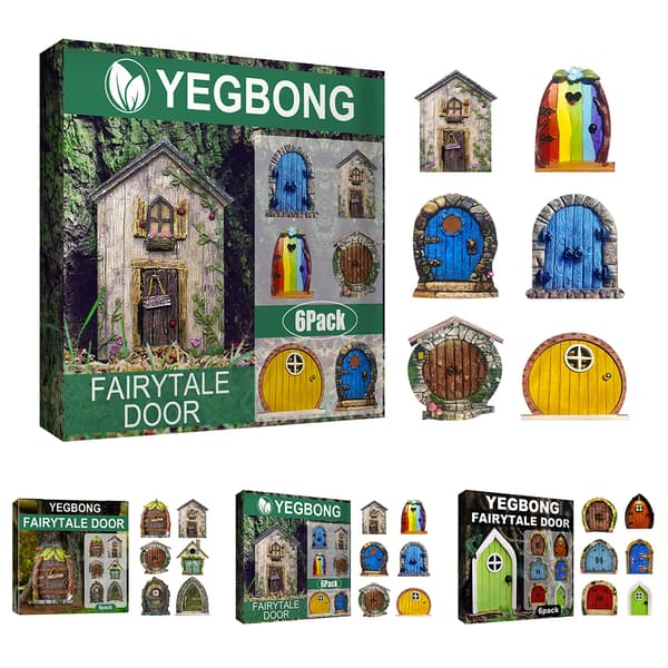 Fairy Door Set med 6 Miniature Gnome Door Set Pixie Miniature 2