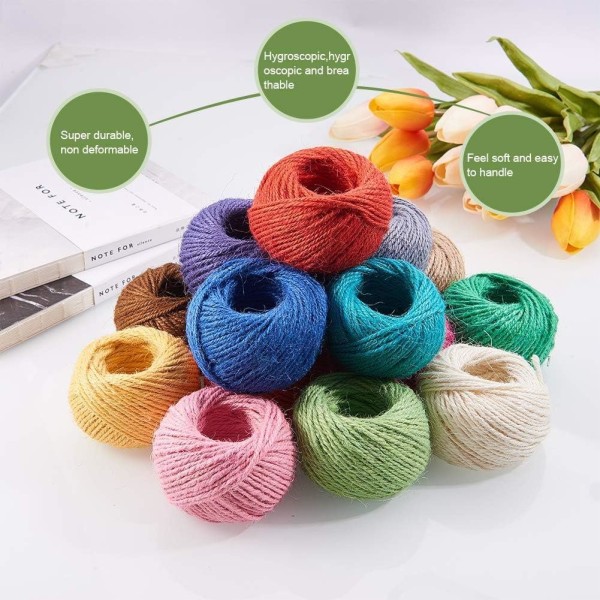 Orange jutegarn - 54 yards - 2 mm diameter - miljövänligt naturligt jute rep