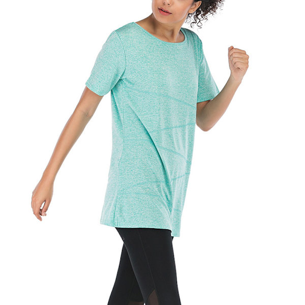 Randig topp för kvinnor med kort ärm T-tröja för casual tröja Green,XL
