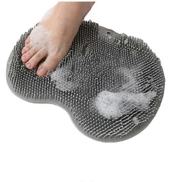 Multifunksjonell dusjmatte, dusjfotbørste, dusjryggbørste, lindrer effektivt tretthet (Grå, 30*21cm)
