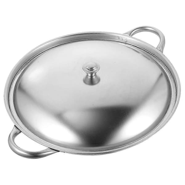 Bærbar kjøkkengryte/wok i rustfritt stål med doble håndtak