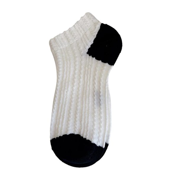 Dame Sommer Tynde Blomstersokker Sort-hvide Korte Ankelsokker Black one size