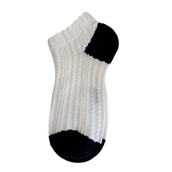 Dame Sommer Tynde Blomstersokker Sort-hvide Korte Ankelsokker White Sliver one size
