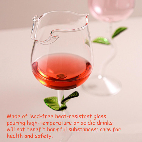 Rose Flower Vinglas, Kreativt Rödvinsglas Rose Flower Bägare Vin Cocktail Juiceglas Pink 280ml