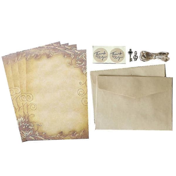 1 sett antikk brevpapir A5 kraftpapirsett for invitasjoner P20211224846