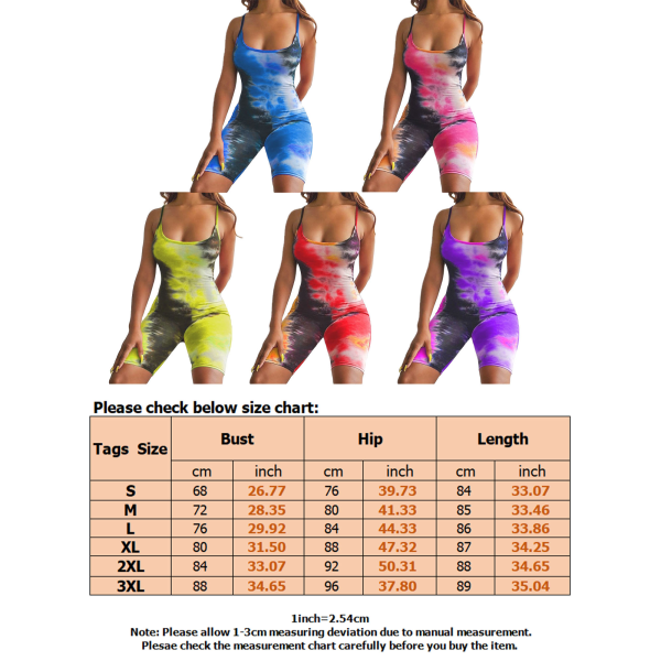 Women's Summer Tie-Dye Printing Shorts Vest Jumpsuit Overall Blue,L