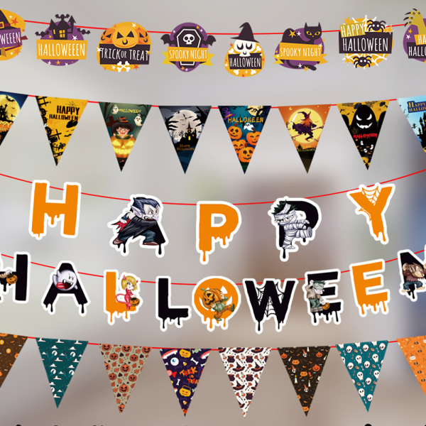 Halloween Dekoration Banner Sæt Happy Halloween Banner Bogstav 1+2