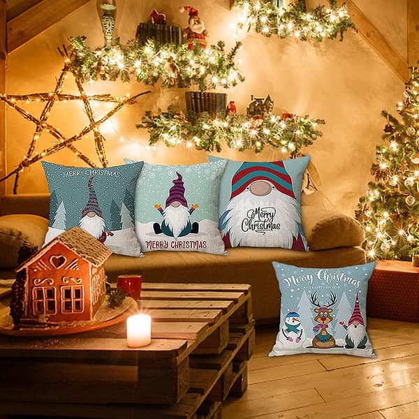 Christmas Elf Dwarf Örngott 45x45cm 4 Styck Svenska Tomte Dekoration Gnome Present