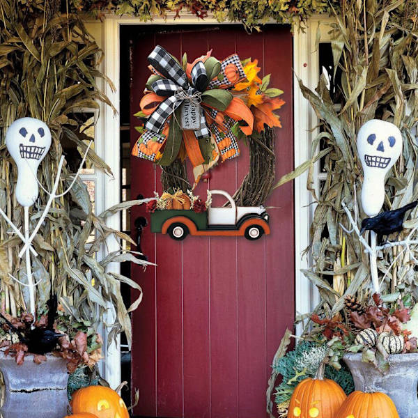 Halloween dekor dörr pumpa krans höst krans