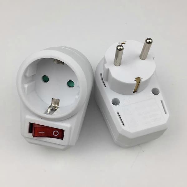 Europeisk konverteringsplugg 1 til 1-veis strømadapter med bryter 16A AC250V
