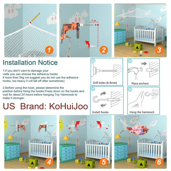 Jumbo Toy Hammock Gosedjur och leksaksförvaring Hammock Net White 70 inch