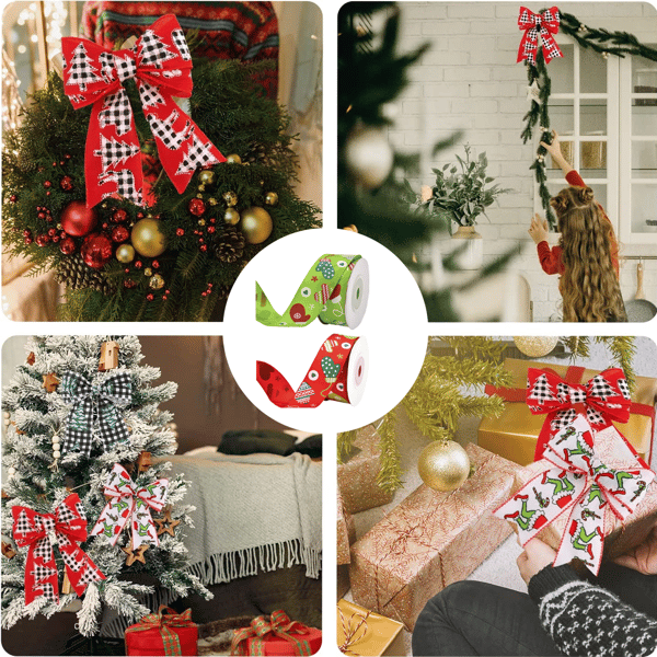 2 x julklappsband med julgransdesign style 1