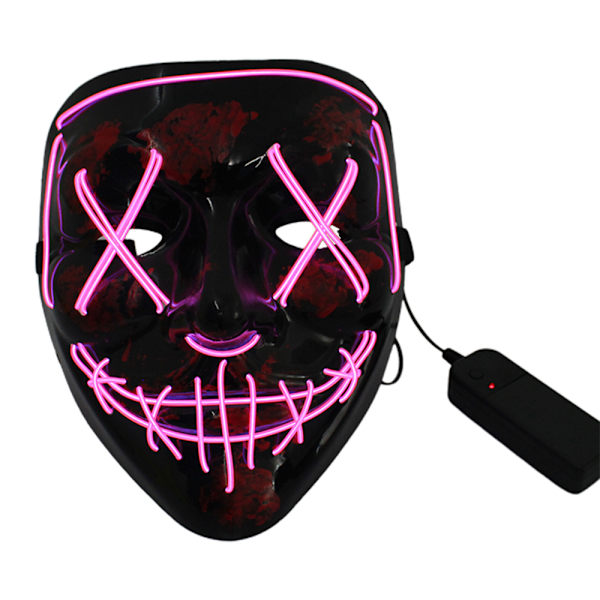 Halloween LED-ljus Skelett Skräckmask Huvudbonader Cosplay Party pink