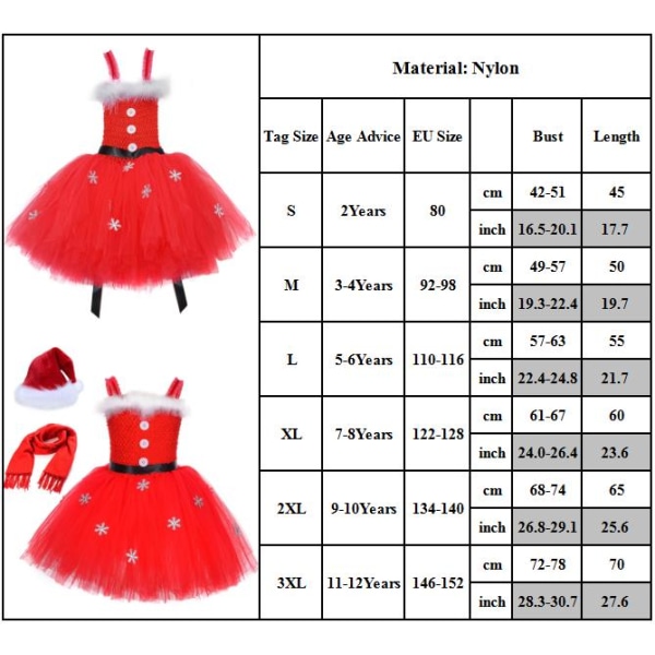 Nissekostume til børn Julekjole Outfits & Sjal Nissehue Gave M