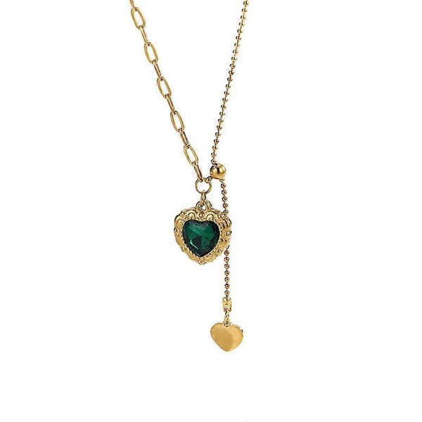 One Piece Rustfritt Stål Stilfullt Grønn Farge Hjerteformet Choker