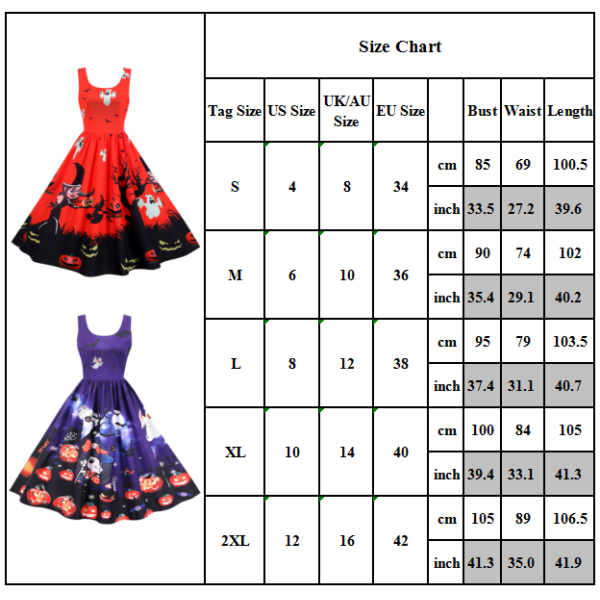 Lady Sleeveless Halloween Festklänning Rockabilly Swing ress D M