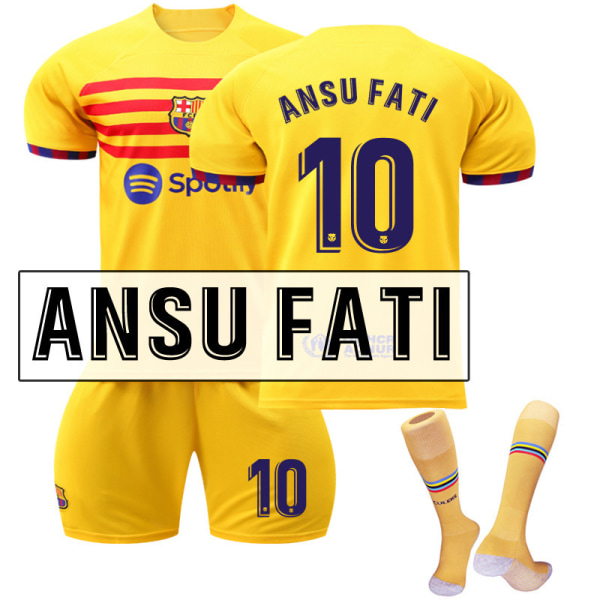 2223 Barcelona Tre borta Messi Fotbollströja Sport No. 10 ANSU FATI XS#With socks