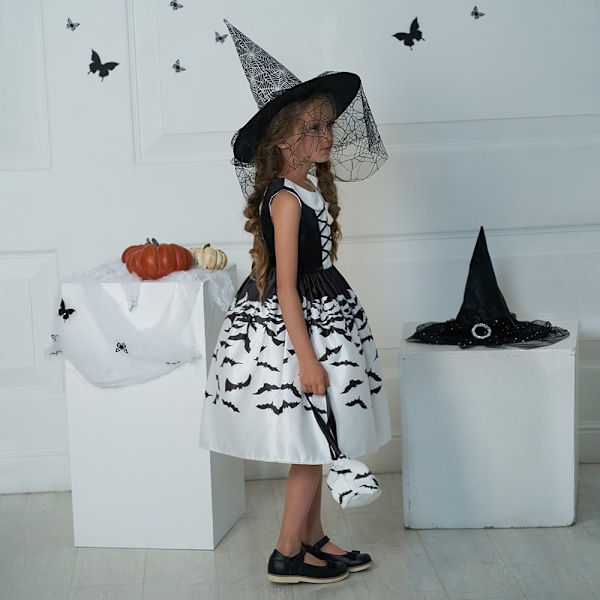 Tjejer Halloween Klänning Semester Casual Häxa Pumpa Cosplay kostym för barn AWS021 Set A Size 130