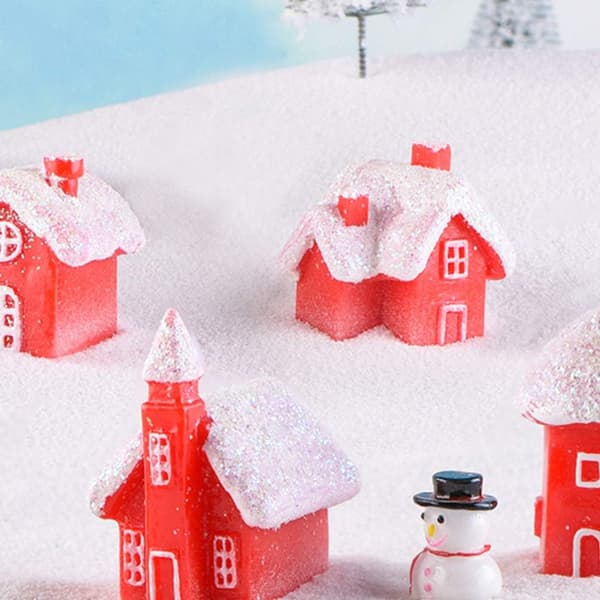 4 stk Miniatyr julebyhus