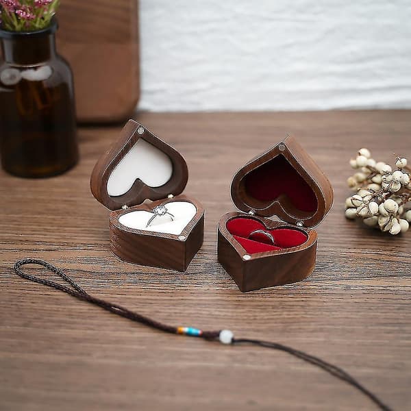 Forlovelsesring Boks Hjerteform Tre Ring Case Unik for frieri Bryllup Xinda