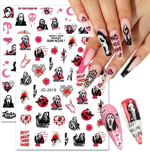 10 ark Halloween Nageldekaler 3D Halloween Skräck Nageldekaler